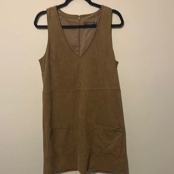 Abercrombie & Fitch Elegant Tan Sleeveless Dress Suede like Material size MT - Picture 3 of 5